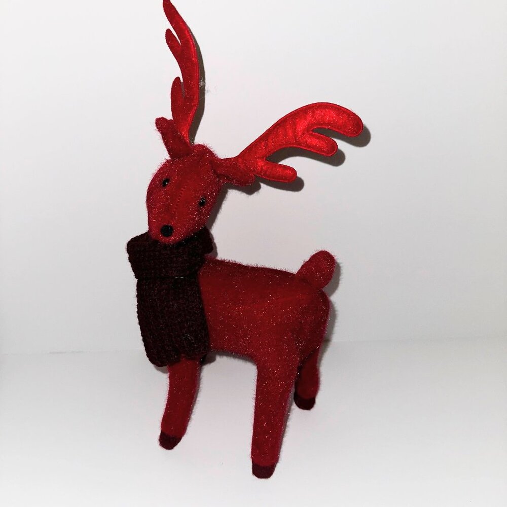 TARGET WONDERSHOP 15" RED Plush Christmas Reindeer Figure w/ Scarf